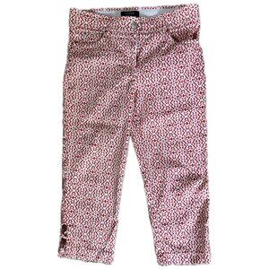 Verve Blues Pants Red White Ankle Comfort Waist Mid Rise Women